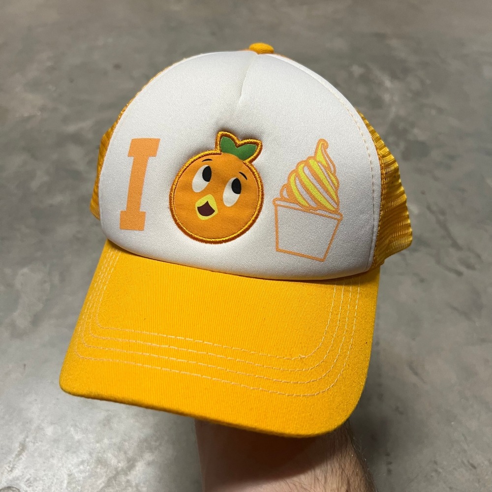 Disney Parks Orange Bird Dole Whip Snapback Trucker Hat Yellow White Mesh Cap